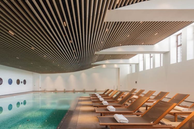 Indoor pool and beds